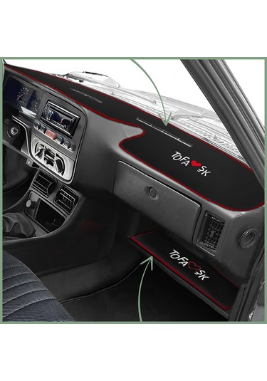 Tofaş Şahin Doğan Kartal Yüksek Torpido Siyah Koruma Halısı & Alt Sehpa Halısı Nakışlı Şık Tasarım Siyah