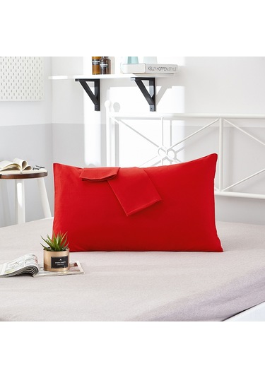 Suofeng Kırmızı Tek Kişilik Yastık Kılıfı 48x74 Cm - Otel & Ev Kullanıma Uygun 40 Nehir 13372 Saf Renk - Dayanıklı Ve Konforlu İki Adet Set Diğer