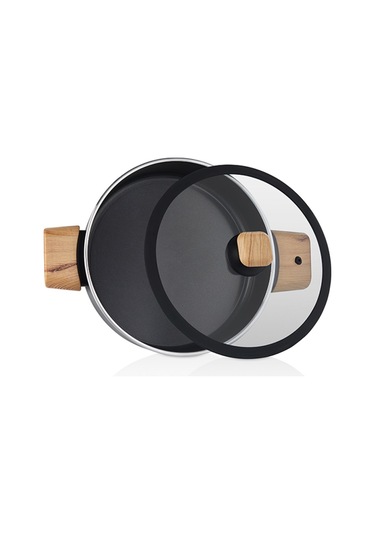 Auris 22 Cm Basık Tencere Siyah