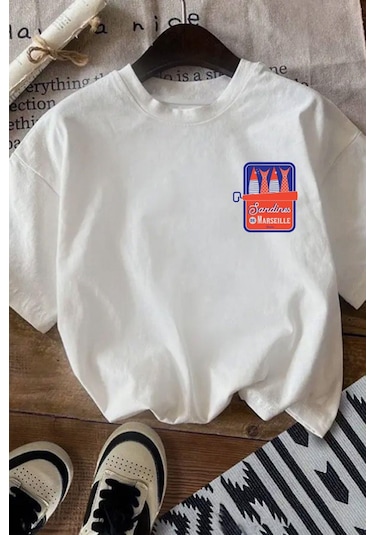 Monila Unisex Çocuk Pamuklu Bisiklet Yaka Baskılı T-shirt Ekru