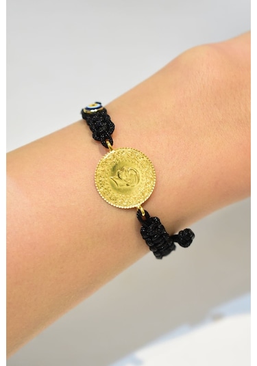 Yenigün Kuyumculuk 22 Ayar Ipli Nazar Boncuklu Çeyrek Altınlı Bileklik