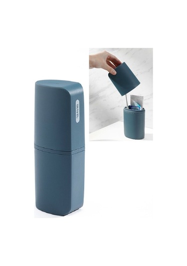 Sones İş Seyahatleri İçin Taşınabilir Diş Fırçası Kapları Kapaklı Yaratıcı Ağız Suyu Kapları, Stil: Alt Şişe Olmadan Koyu Mavi