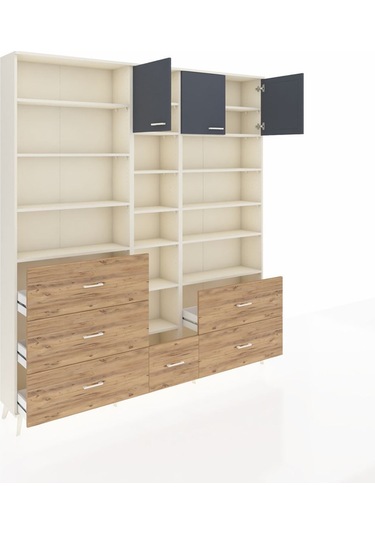 Arges Dolap 17 Raflı 6 Çekmeceli 3 Kapaklı 220x30x243 Aytaşı-antrasit/çam Antrasıt/atlas Çam Arges Dolap 17 Raflı 6 Çekmeceli 3 Kapaklı 220x30x243 Aytaşı-antrasit/çam Antrasıt/atlas Çam