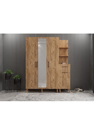 Açelya Portmanto Vestiyer Ayakkabılık Çam 160cm - Montaj Dahil M3