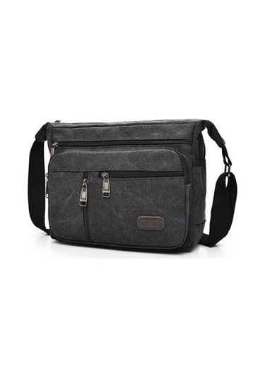 Moda Günlük Kanvas Çok Bölmeli Omuz Çantası D7118 Siyah