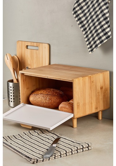 Eligio Bambu Ekmek Dolabı Beyaz