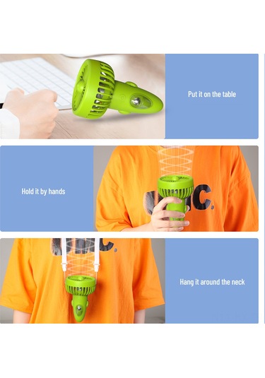 Kangvka F6 Yeşil Boyutlu El Tutan Veya Boya Asılan Usb Şarjlı Mini Fan - 3 Hız Ayarı, Uzun Süre Çalışır, Taşınabilir Ev, Ofis Ve Seyahat Kullanıma Uygun