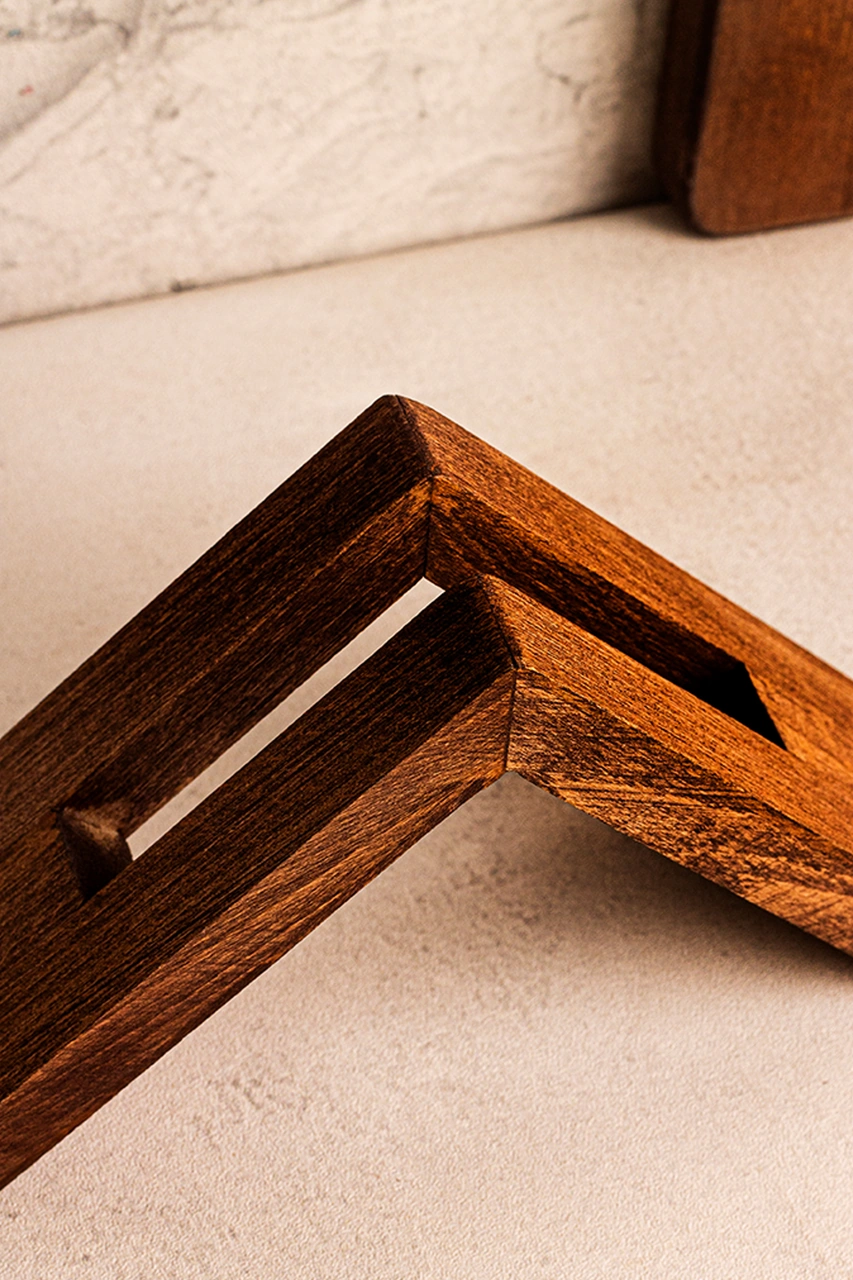 Snippy Elegante - Ahşap Dekoratif Peçetelik Filtre Kahve Süzgeç Standı Peçete Standı Kahverengi