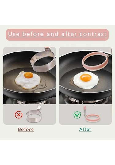 Silikon Yumurta Halkaları, Sızdırmaz Sıvı Yumurta Halkası Kalıbı, Geliştirilmiş Yapışmaz Yumurta Kızartma Tavası Pankek Ve Kahvaltı Sandviçleri İçin Gri