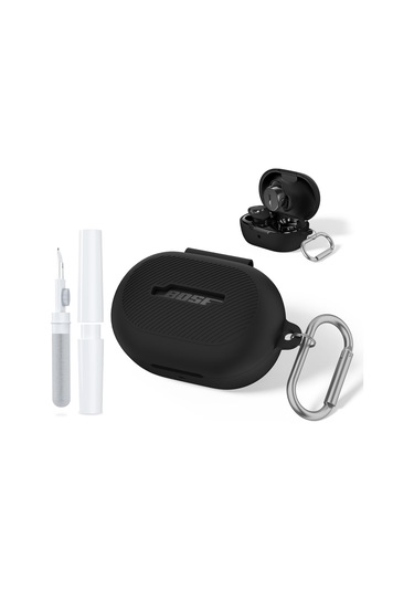 Konesam Bose Quietcomfort Yeni Nesil Mini Kulaklık İçin Silikon Korumalı Kılıf - Toz Koruma Ve Kanca Özelliği - Siyah