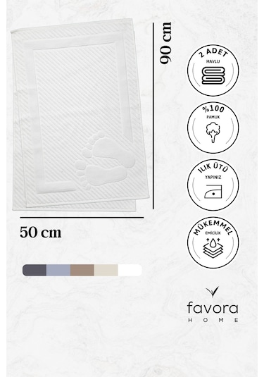 Leoline %100 Pamuk Premium 2'li Ayak Havlusu - Beyaz Beyaz