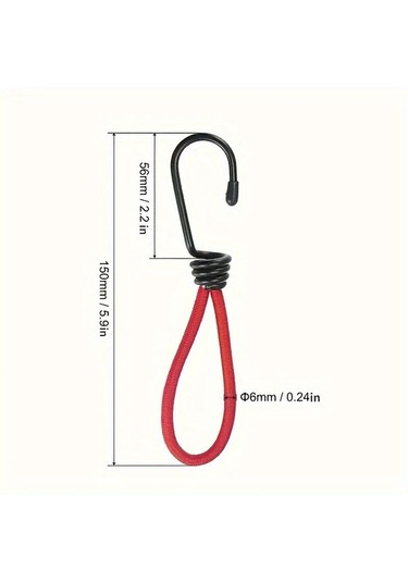 Elmpaly 4 Parça Ağır Hizmet Tipi Elastik Bağlama Kayışı - 55 Kg Çekme Dayanımı - Karavan Çadır Branda İçin