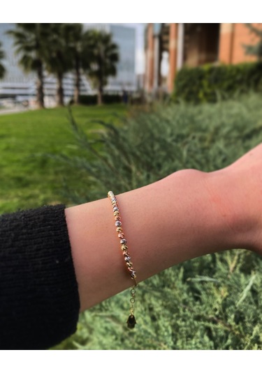 Üç Renk Dorika Toplu Italyan Bileklik N11.1252 Çok Renkli