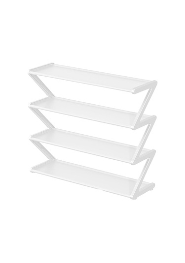 Beyaz 4 Katlı Paslanmaz Çelik Ayakkabılık Düzenleyici, Çelik Borulu Bağımsız Aya Dolabı Çok Fonksiyonlu Giriş Ayakkabılık 56797921 Beyaz