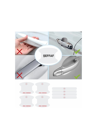Seat Marka Uv Baskılı Kapı Kolu Koruma Folyo Seti Çizik Önleyici