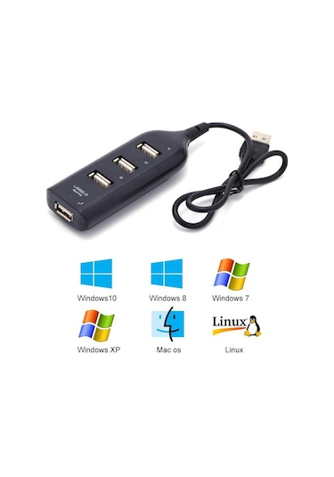 4 Port USB Hub USB 2.0 Çoklayıcı Siyah