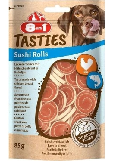 8in1 Tasties Sushi Rolls Tavuklu Balıklı Sushi Köpek Ödülü 85 G