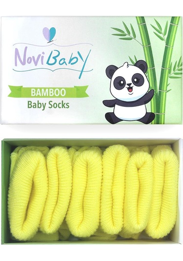 Novibaby 3'lü Bambu Yenidoğan Bebek Çorabı I Lemon I 0-6 ay "Karışık Renkli"
