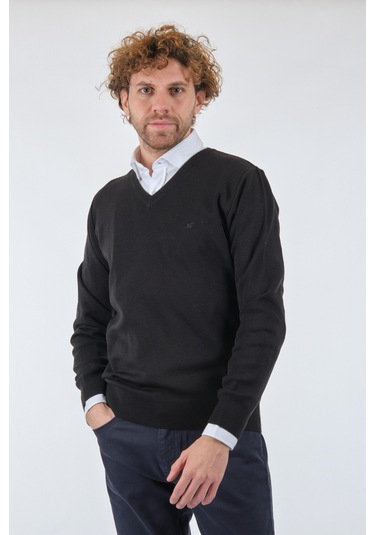 De Blasıo V Yaka Uzun Kollu Siyah Erkek Kazak 222340020 Siyah