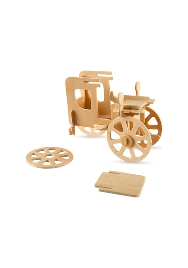 3D Ahşap Puzzle Maket Fayton Araba 19 Parça Woodcraft Constructio