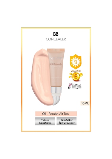 Note Cosmetique Bb Concealer Spf 15 Yoğun Kapatıcı Metal Başlıklı Göz Altı Kapatıcısı - 01 Açık