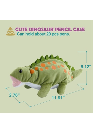 Sevimli Dinozor Desenli Çocuk Kalem Kutusu, Okul Ve Ofis İçin Pratik 3d Kalemlik, Erkek Öğrencilere Özel Şık Kalem Çantası Yeşil