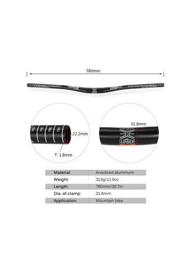 Jeemson Mtb Dh Aluminyum Direk 780mm 31.8mm, 6061 Alüminyum, Hafif, Dayanıklı, Aşınmaya Ve Korozyona Dayanıklı, Mavi Çok Renkli