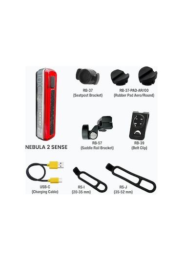 Moon Nebula 2 Sense 350 Lm Bisiklet Usb Şarjlı Arka Stop Far Siyah