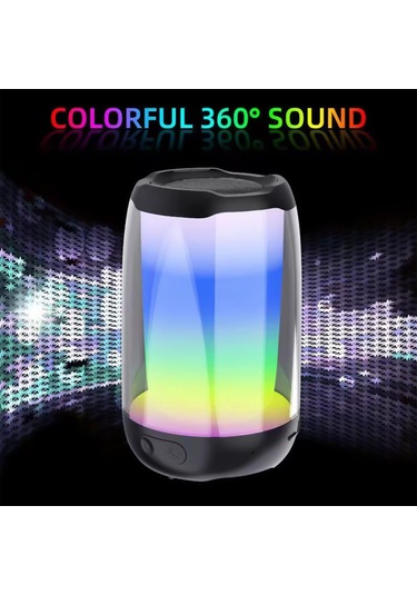 Youtek Siyah Mini Bluetooth Hoparlör, 5w Güç, 1200mah Pil, Renkli Işık Efekti, Düşük Tabanlı Müzik Çalar