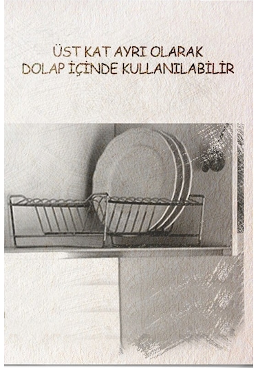 Teknotel İki Katlı Modüler Tabaklık Bulaşıklık Saten Kb010