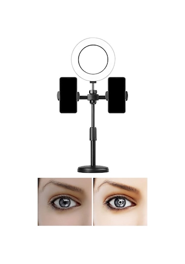 Thentech Telefon Ve Mikrofon Tutuculu Yuvarlak Ledli Tripod