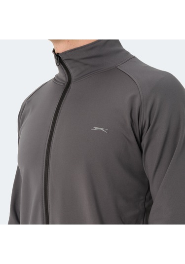 Slazenger ORRA IN Erkek Fermuarlı Dik Yaka Cepli Koyu Gri Eşofman Takımı