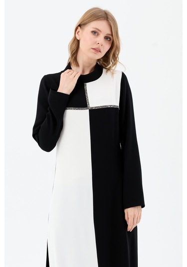 Yanlardan Yırtmaçlı Pantolonlu Takım Siyah-siyah Siyah