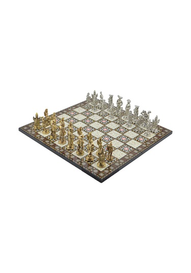 Gifthome Metal Satranç Takımı - Seti Battal ispanyol parlak Kat