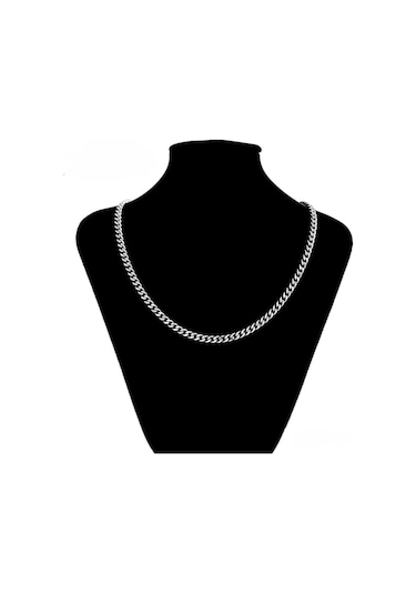 Platin Kaplama Klasik Gurmet Zincir Kolye / 55 Cm Silver