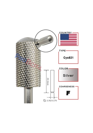 Rolinstar 6.6 Gümüş Büyük Namlu Yuvarlak Pürüzsüz Üst Tırnak Matkap Uçları Freze Kesici Manikür Pedikür Dosyalama Ordu Yeşil Kahverengi