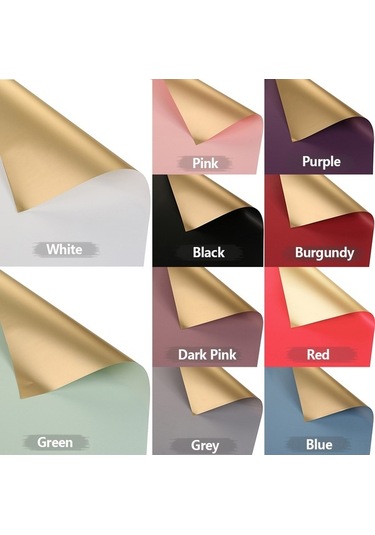 Ulzyvf 20 Adet Su Geçirmez Çiçek Paket Kağıdı - Çift Renk Altın Desenli Hediye Ambalajı Diğer