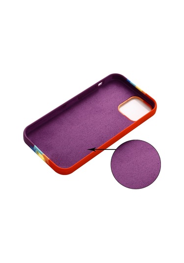 Smcase iPhone 14 Kılıf Gökkuşağı Desenli Lansman Silikon