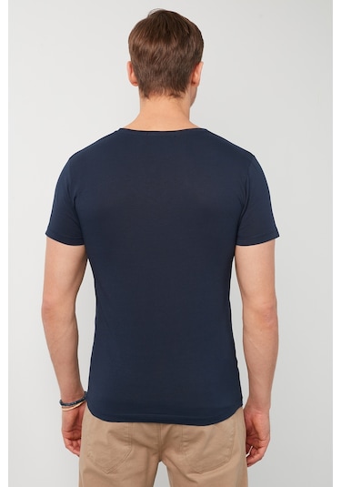 Buratti Pamuklu Slim Fit V Yaka Basic Erkek T Shirt 5412001 Lacivert