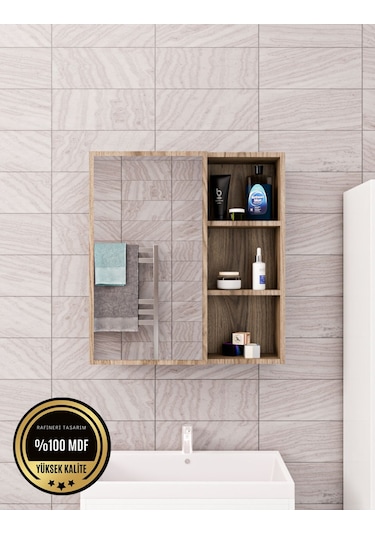Tek Kapaklı Aynalı Banyo Dolabı Çok Amaçlı Banyo Dolabı Kahverengi Tek Kapaklı Aynalı Banyo Dolabı Çok Amaçlı Banyo Dolabı Kahverengi