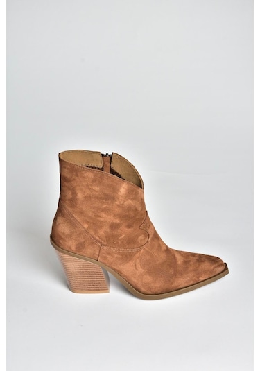 Fox Shoes V654081902 Tarçın/taba Hakiki Deri Süet Kalın Topuklu Western Kovboy Kadın Bot Tarçın - Taba