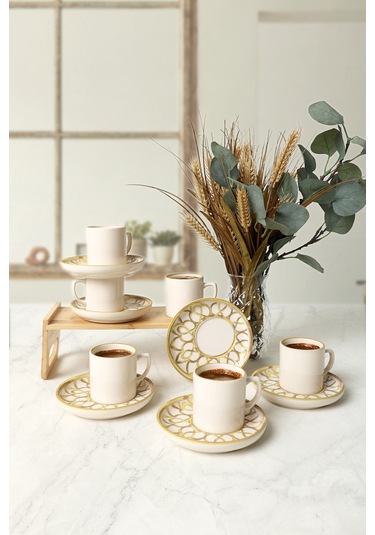 Keramika Worn Gold Nordic Kahve Takımı 12 Parça 6 Kişilik 22968