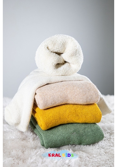 Kız - Erkek 5 Çift Çocuk Termal Çorap Kışlık Kalın Havlu Pamuklu, Renkli Set ÇoK Renkli