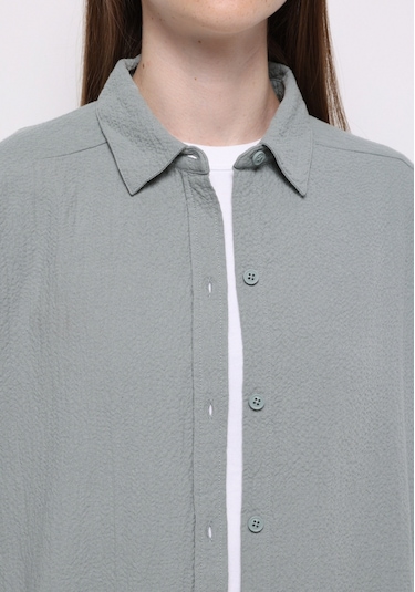 Colins Relax Fit Shirt Neck Düz Kadın Yeşil Uzun Kol Gömlek Cl1077307 Q1.v1 Sag Sage