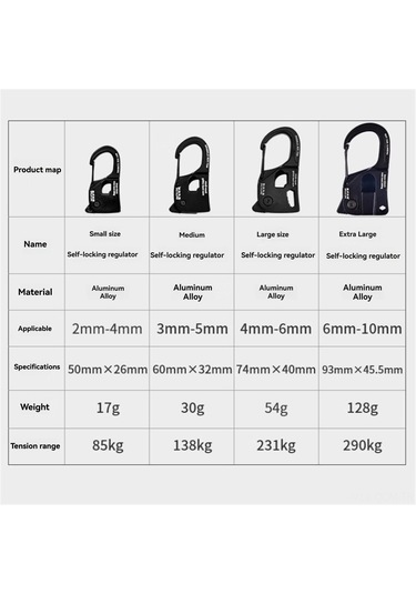 Qingmipy Alüminyum Çelik Kamperlik Çadır Rengi Kilitlenebilir Otomatik Gerçekleştirme Kancası 2-10mm Teller İçin Dış Mekan Direnci Artırıcı Aracı Diğer