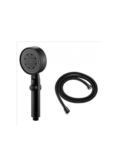 Konesam 5 Modlu Baskı Artırıcı Duş Başlığı - Siyah Abs + Silikon, 1.5m Patlama Dayanıklı Boru, Kolay Kurulum Yağmur/puls/masaj Modları Siyah