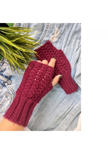 Zeynclub Trendy Bordo Parmaksız Eldiven Bordo
