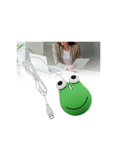 Ximistore9 Yeşil Kurbağa Desenli Kablolu Optik Mouse, Ergonomik Tutuş, Hassas Kontrol, Bilgisayar Ve Dizüstü Uyumlu
