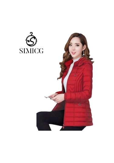 Kısa, Hafif, Yeni Dar Kesim Kadın Ceketi Kırmızı