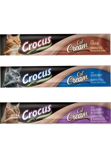 Crocus Kediler İçin Premium Krema Ödül Yengeç-karides-somon Aromalı 3 X15gr